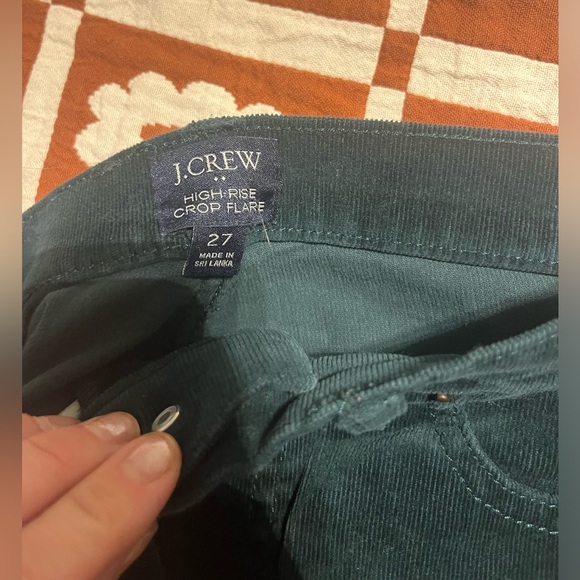 Jcrew high rise crop flare in emerald corduroy - Picture 2 of 3